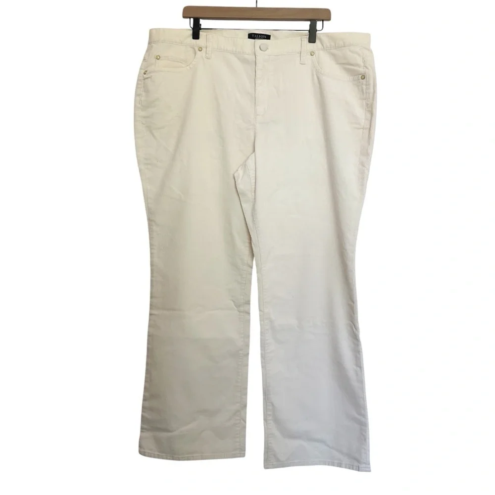 Talbots Petites NWT Corduroy Ribbed Straight Leg Pants Size 22 W Off White Cream